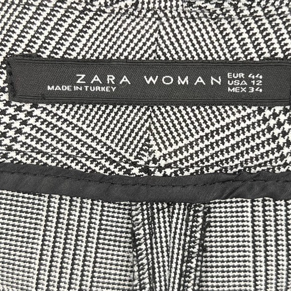 Zara Asymmetric Hem Houndstooth Plaid Academia Pant Straight Leg Trouser 12 - Picture 11 of 11